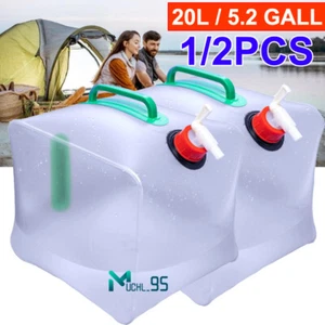 Contenedor de agua plegable con grifo 20L 5,2 galones jarra de almacenamiento de agua para camping - Imagen 1 de 18