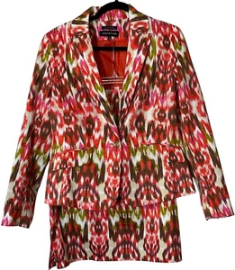 Women's Jones New York Stretch Suit Jacket Skirt Suit Set Geometric Size 8-READ - Picture 1 of 24