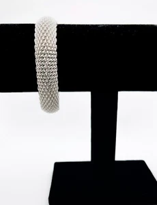 Tiffany & Co. Somerset Flexible Mesh Weave Bangle Bracelet- 925 Sterling Silver - Picture 1 of 5