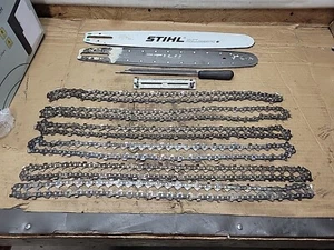 2-18" Stihl Bars 6 Sharpened Chains And 4 Files - Picture 1 of 14