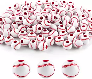 , 100 Pack Baseball Beads 12Mm for Sport Jewelry Making Necklace Bracelet Craft - Picture 1 of 12