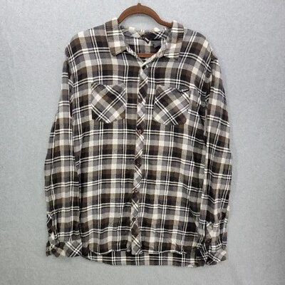 Camisa de franela a cuadros oxidada para hombre talla XL manga larga marrón negro gris patinador Y2K Foto 1 de 4
