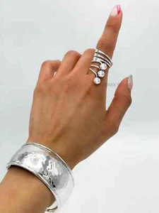 Anillo bola plata, anillo único para mujer, anillo cúpula, anillo esferas moderno anillo boda - Imagen 1 de 8