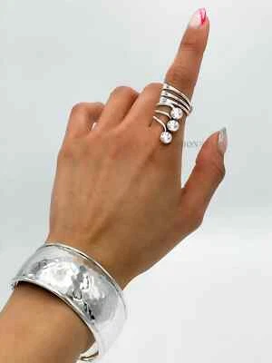 Anello a sfera in argento, anello unico da donna, anello a cupola, anello sfere moderne matrimonio - Immagine 1 di 4