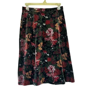 Falda Haberdashery Vintage Años 90 Whimsigoth Terciopelo Aplastado Floral Oscuro M/L - Imagen 1 de 8