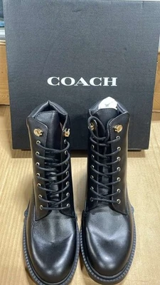 Botas de tornozelo femininas COACH Lorimer G5293 couro preto tamanho 9,5 B - Imagem 1 de 4