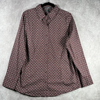Camisa Eddie Bauer sin arrugas para mujer 1X roja floral con botones en forma de oficina Foto 1 de 4