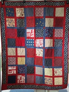 Quilt Patriotic Flags Eagles  Red White & Blue approx.  37" × 47" Double Sided - Picture 1 of 11