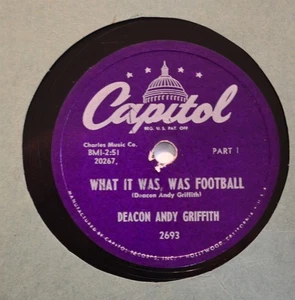 Deacon Andy Griffith 78 Capitol 2693 What it Was Was Football  - Picture 1 of 1