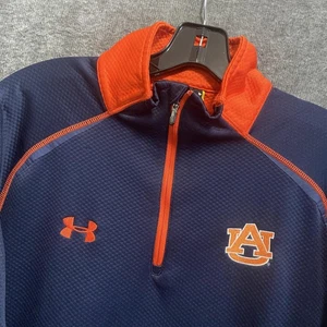 Auburn University Tigers 1/4 Zip Pullover Mens Medium Blue Under Armour NCAA - Picture 1 of 10