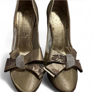 Casadei Leahter Gold Heels Pumps - Picture 1 of 6