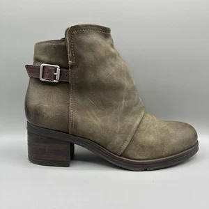 Miz Mooz Stoney Ankle Boots Women’s 41 Evergreen Gray Zip Buckle - Picture 1 of 8