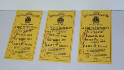 3 VTG 1960 D. & R.G.W. Railroad Souvenir Ticket DURANGO, COLO to SILVERTON, COLO - Image 1 of 4