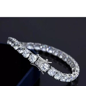 5mm Certified Treated Unisex Off White Diamond Tennis Bracelet-Great Sparkle - Picture 1 of 6