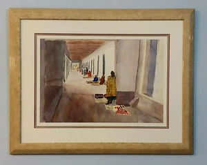 Impressionist Watercolor of Navajo Blanket Sellers Signed D. Feese - Picture 1 of 4