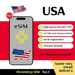 USA Travel eSIM - 5G , 5 to 15 Days - Unlimited - Picture 1 of 6