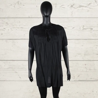 NOA NOA SOIREE Women's Black Short Sleeve Tunic Top Blouse Cotton Blend Sheer S Foto 1 de 4