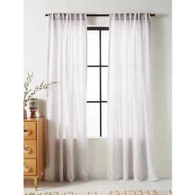 Anthropologie Stitched Linen Curtain Gray 50x96 Set of 2 - Image 1 of 4