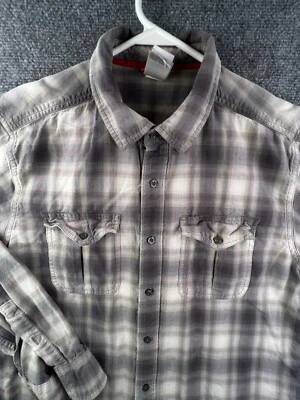 The North Face Button Up Shirt Mens Large Long Sleeve Gray Plaid Fade Cotton - Image 1 of 4