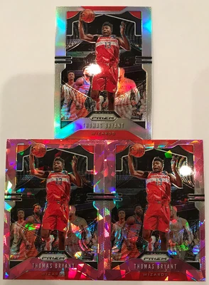 2019-20 Prizm Thomas Bryant 3 Lot 1 Silver Refractor 2 Pink Cracked Ice 195 NBA - Image 1 of 2