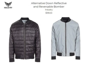 INDUSTRY Alt-Down Reflective/ Reversible Bomber Men's Sz SMALL Blk/Slvr NWT $199 - Picture 1 of 6