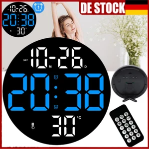 LED Digital Wecker Wanduhr Groß Display Uhr mit Fernbedienung Mit Temperatur DE - Bild 1 von 13