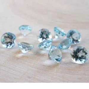 [WHOLESALE] NATURAL SKY BLUE TOPAZ FACETED  ROUND SHAPE LOOSE GEMSTONE - Picture 1 of 4