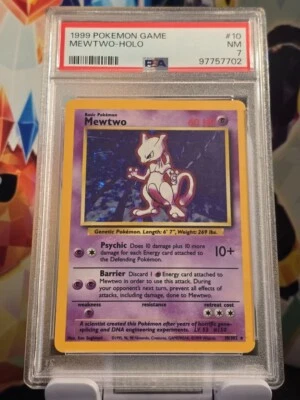 Pokémon Mewtwo 10/102 1999 Base Set Unlimited Holo PSA 7 - Image 1 of 2