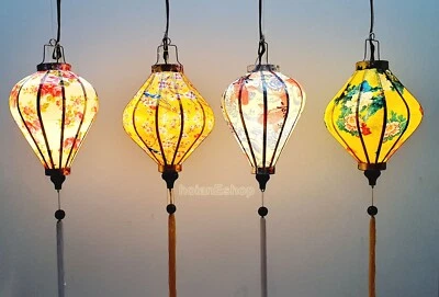 Linternas de seda vietnamitas Hoi An para decoración de restaurantes - Juego de 4 linternas Foto 1 de 4