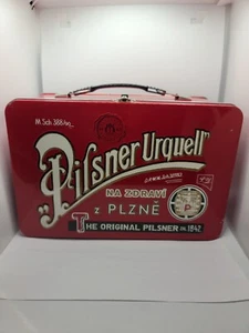 Red Pilsner Urquell Metal Tin Lunch Box, Bought from Bearded Thrift Machine. - Picture 1 of 15