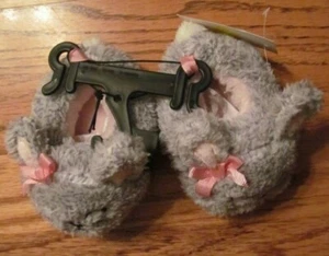 Pantofole neonato ~ coniglietti grigio peloso ~ neonato taglia 2 ~ NUOVE con etichette - Foto 1 di 1