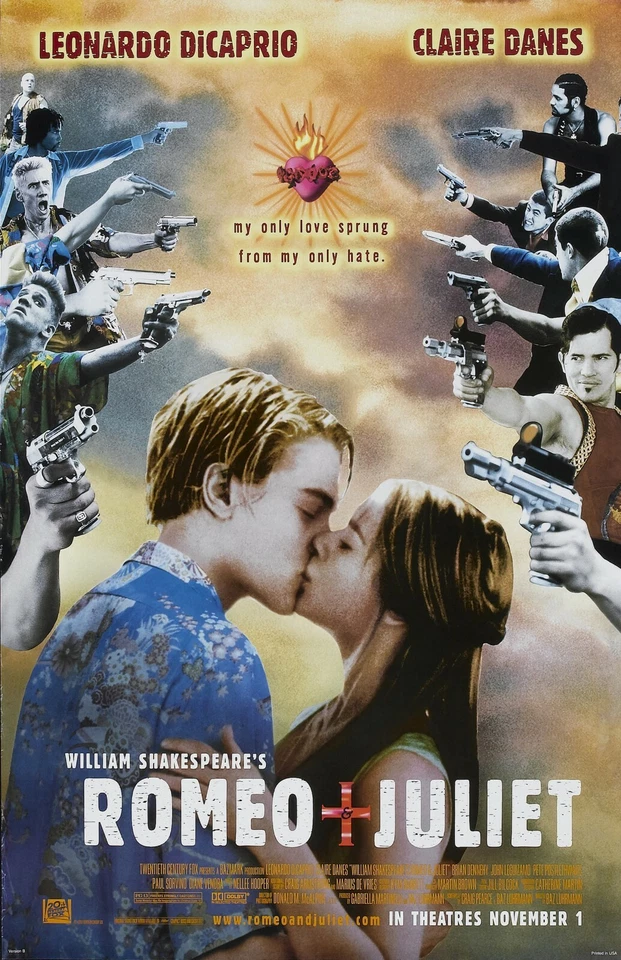 Romeo and Juliet movie poster - Leonardo Dicaprio, Claire Danes - 11 x 17