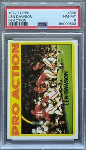 1972 Topps Football #340 Len Dawson in Action PSA 8 NM-MT HIGH NUMBER KC Chiefs - Picture 1 of 2