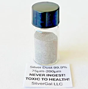 Silver 5 g .999 (75μm-200μm) metal powder dust micron size colloidal five gram - Picture 1 of 2