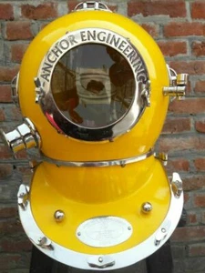 Diving Divers Helmet Deep Sea Anchor Engineering Nautical Yellow Helmet Replica - Picture 1 of 5