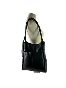 Vintage Genuine HOBO International Black Leather Shoulder Bag Purse - Picture 1 of 12