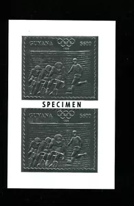 Guyana 1993 Olympics Soccer Cycling Michel 4296-7 Gold Foil Imperf Sheetlets - Picture 1 of 2