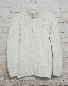 GAP Kids Boys Small Pullover Cable Knit Fishermans Sweater Cream White - Picture 1 of 8