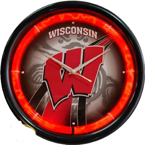 NCAA Wisconsin Badgers - 12" PLASMA CLOCK, New Cover