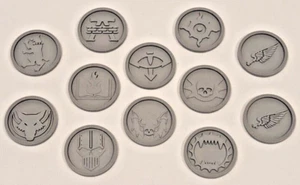 12pc-40mm Traitors Legion Faction Army Tokens compatible with Warhammer 30K - Picture 1 of 2