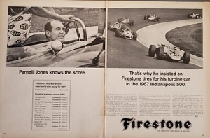 1967 Firestone Tires Parnelli Jones Knows The Score Vintage 2 Page Print Ad - Bild 1 von 1