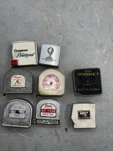 8 misure vintage in metallo custodia nastro tascabile Zippo Lufkin Craftsman Royal Mezurall - Foto 1 di 10