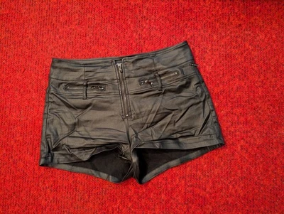 RAMISU Women's High-Waist Faux Leather Motorcycle Shorts Stretch Slim, XL - Изображение 1 из 2