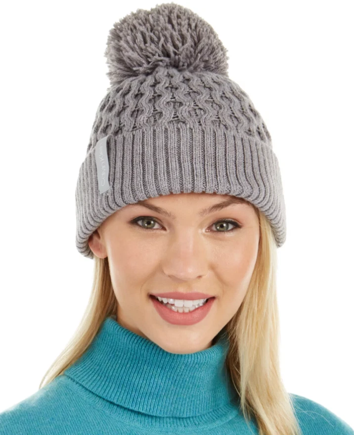 Calvin Klein Solid Grey Cable Knit Women's Beanie Hat One Size Retail