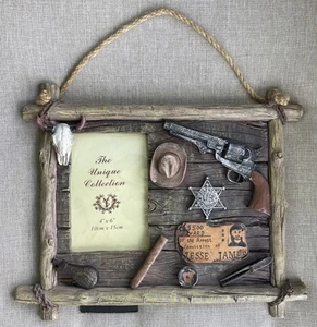 Old West Jesse James Distressed Cowboy Badge Photo Frame 4”x6” Western Express - Picture 1 of 11
