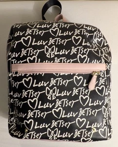 Luv Betsey Johnson Black W/White Logo Writing Backpack & Carry On Trolley Sleeve - Picture 1 of 19