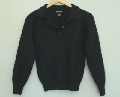 Vintage DESIGN GROUP SEMPLICE Button Collar Sweater Black Angora Blend S - Image 1 of 4