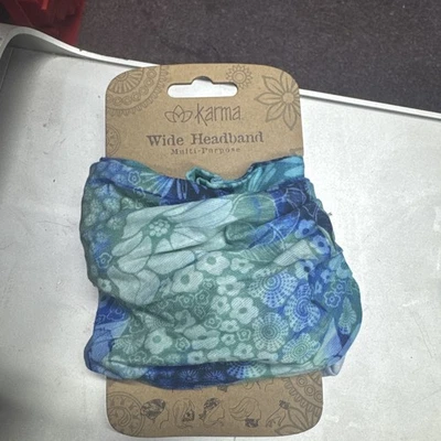Diadema ancha AZUL ACIANO de Karma Gifts boho bandeau vida natural floral Foto 1 de 3