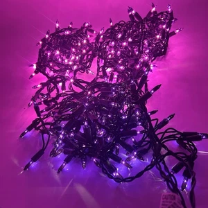 Halloween Lights Two Purple Pink Strings And One Dark Purple Light Decorations - Picture 1 of 3