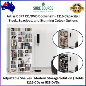 CD DVD Storage Shelf Bluray Media Book Cabinet Rack Unit Bookshelf Cupboard - Picture 1 of 29